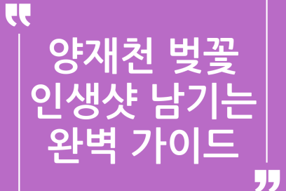 🌸 양재천 벚꽃 산책코스 완벽 가이드: 인생샷 남기는 비법까지!